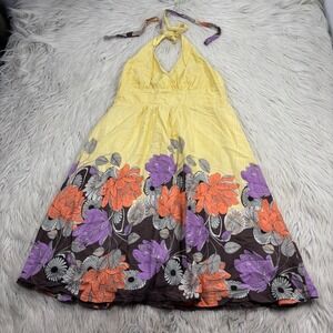 Vintage 90's Y2K Excellent Women's M Halter Neck Floral Babydoll Dress Empire